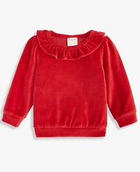 First Impressions Baby Girls Long-Sleeve Ruffle-Neck Velour Top, Macy's Exclusive