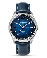 Baume & Mercier Men's Swiss Automatic Clifton Blue Leather Strap Watch 39mm