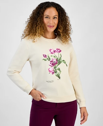 Style & Co Petite Leicester Floral Graphic Print Sweatshirt, Macy's Exclusive