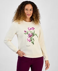 Style & Co Petite Leicester Floral Graphic Print Sweatshirt, Macy's Exclusive