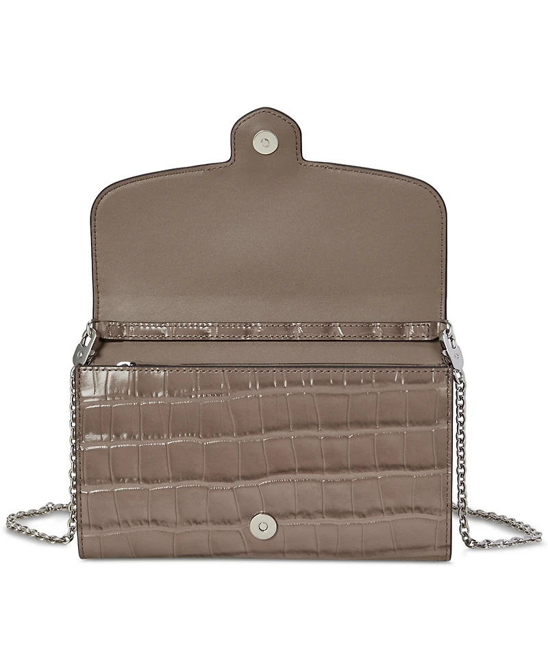 Lauren Ralph Adair Croc-Embossed Leather Small Crossbody