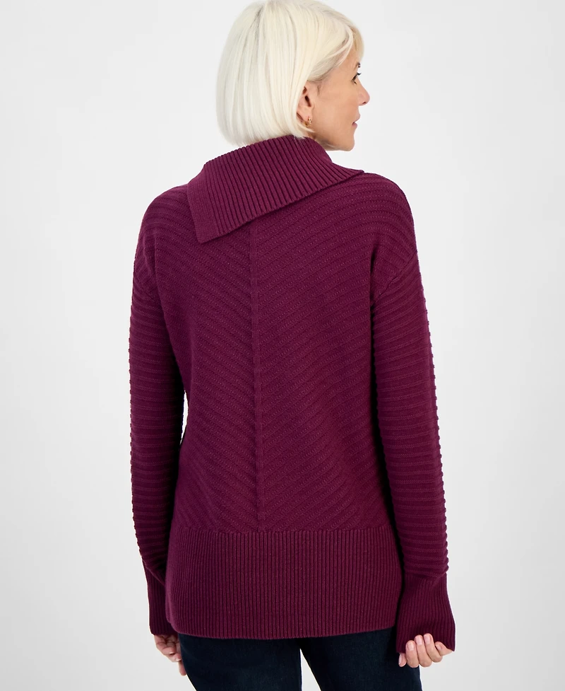 Style & Co Petite Envelope-Neck Side-Slit Tunic Sweater, Created for Macy's