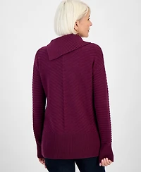 Style & Co Petite Envelope-Neck Side-Slit Tunic Sweater, Created for Macy's