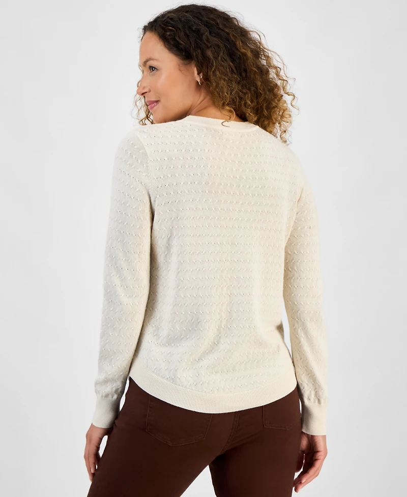 Style & Co Petite Cotton Pointelle Knit Sweater, Macy's Exclusive