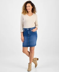 Style & Co Petite Denim Skirt, Macy's Exclusive