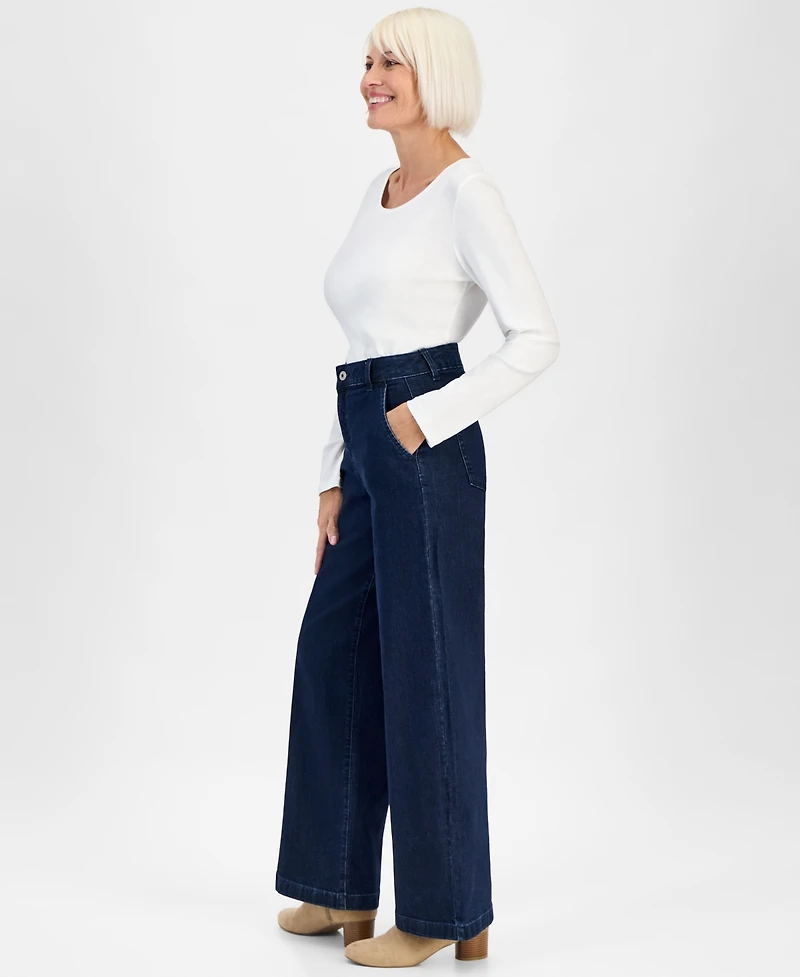 Style & Co Petite High-Rise Wide-Leg Jeans, Macy's Exclusive