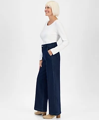 Style & Co Petite High-Rise Wide-Leg Jeans, Macy's Exclusive