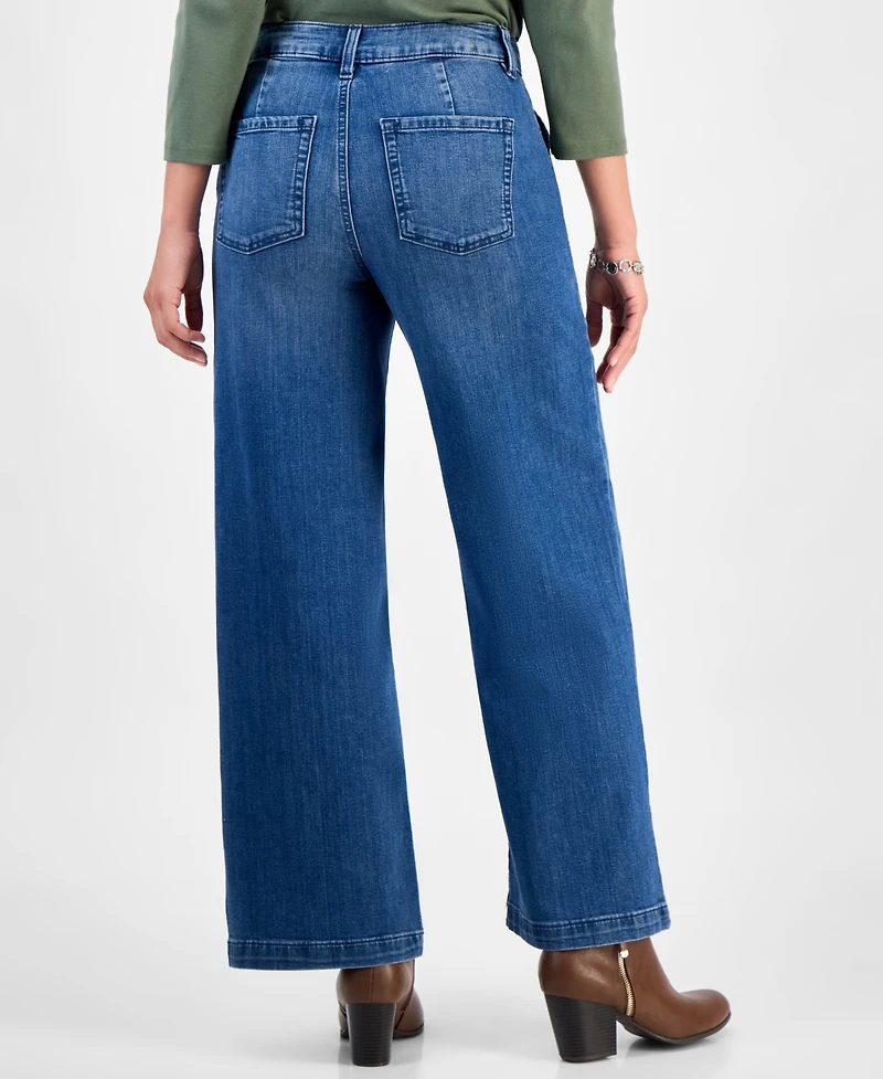 Style & Co Petite High-Rise Wide-Leg Jeans, Macy's Exclusive
