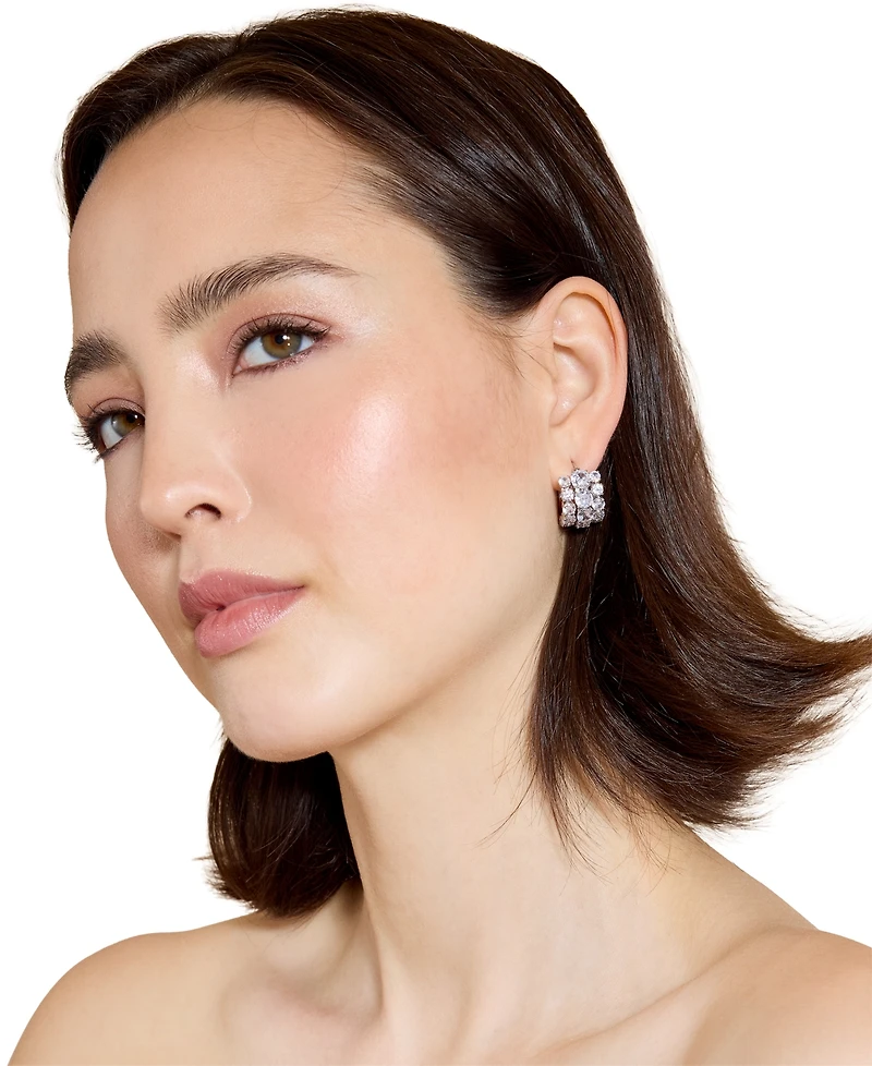 Eliot Danori Small Cubic Zirconia Triple-Row Hoop Earrings, 0.75"