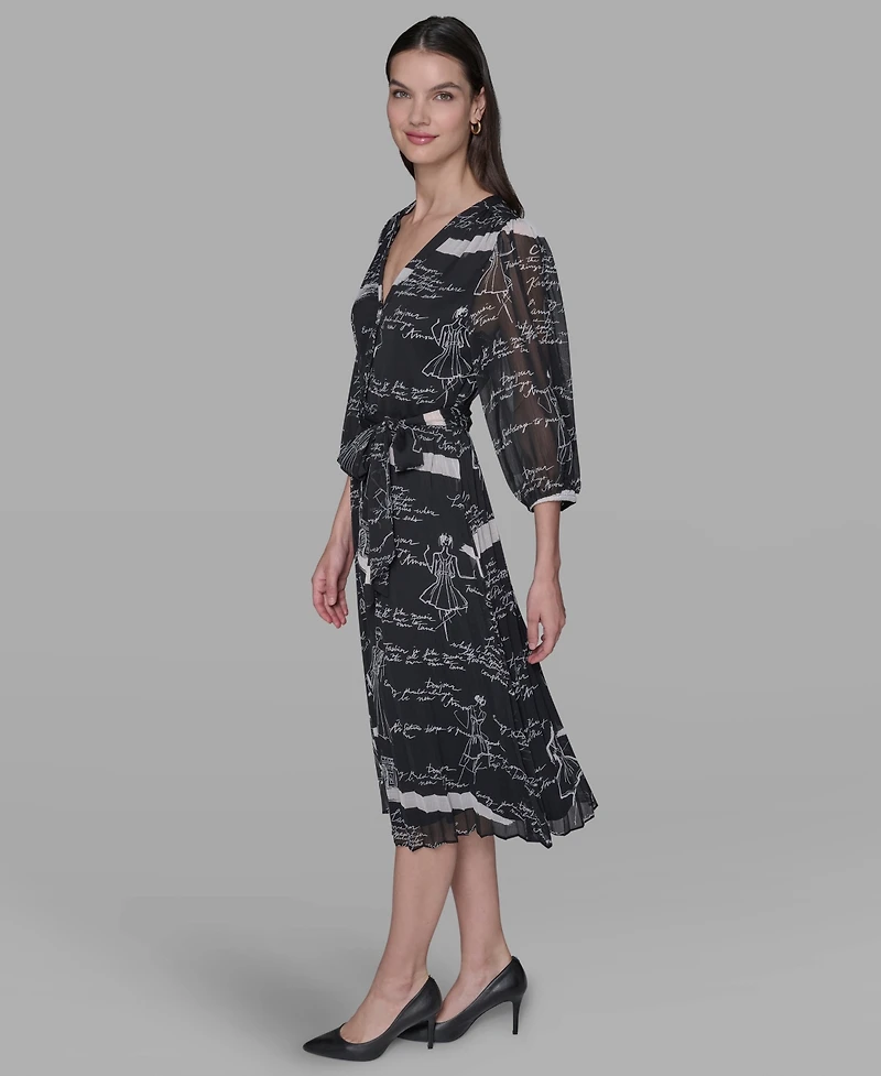 Karl Lagerfeld Paris Women's Surplice Chiffon Shirtdress