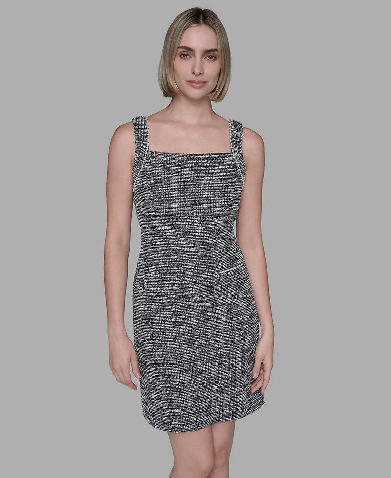Karl Lagerfeld Paris Women's Metallic Knit Tweed Sheath Dress