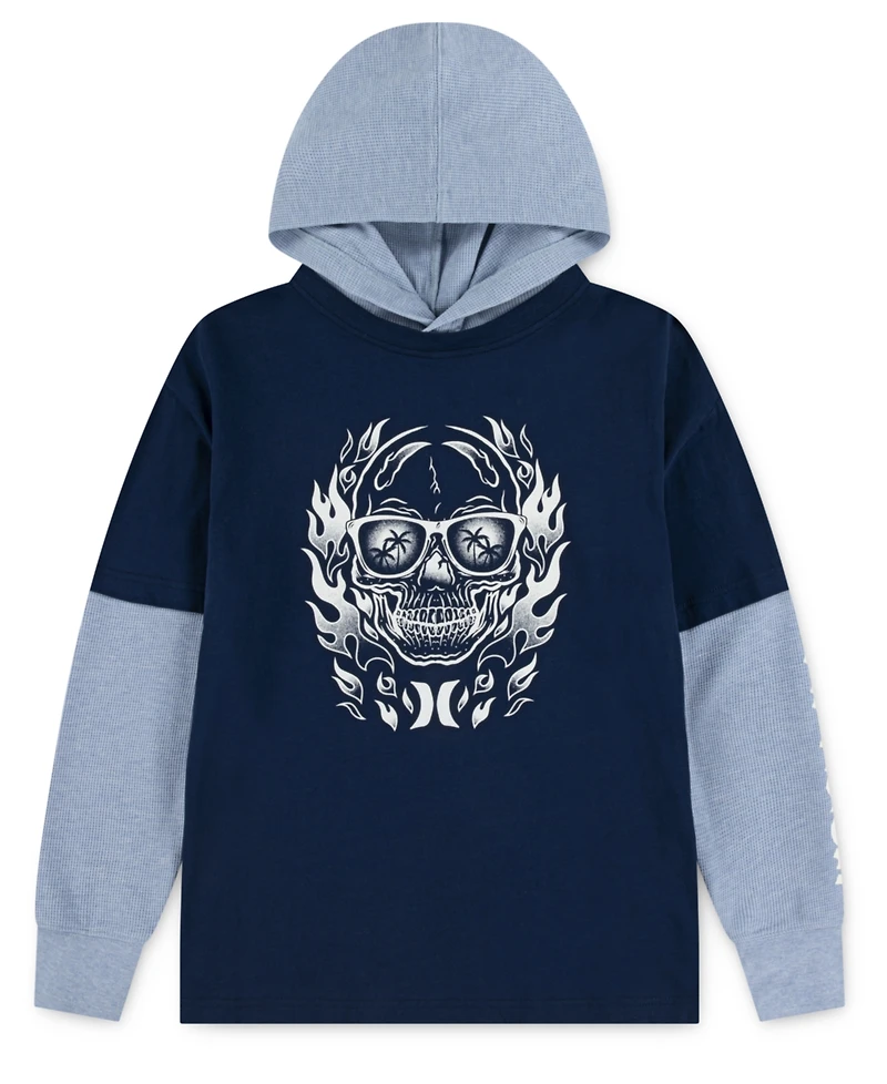 Hurley Big Boys Skull Graphic Hooded Sweatshirt