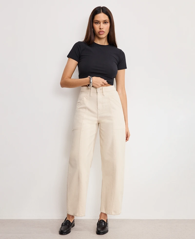 Good American Women's Canvas Cropped Barrel Pants