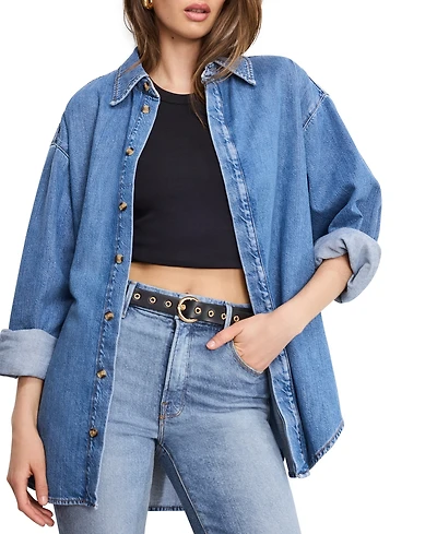 Good American Women's Oversized Denim Shirt
