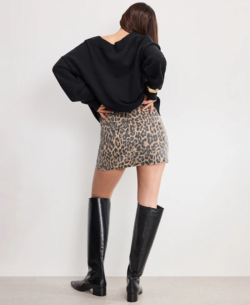 Good American Women's Leopard Pattern Mini Skirt