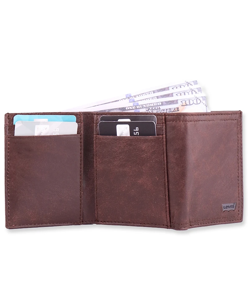 Levi's Men's Crackle Tri-Fold Wallet