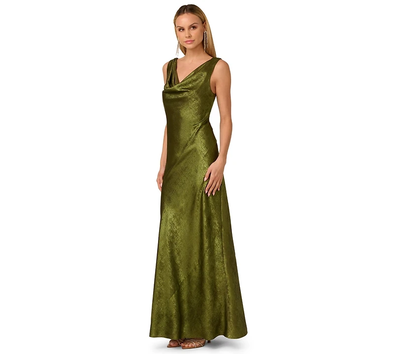 Adrianna Women's Foiled Cowlneck Maxi Dress