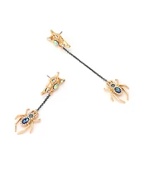 Betsey Johnson Faux Stone Spider Mismatch Linear Earrings