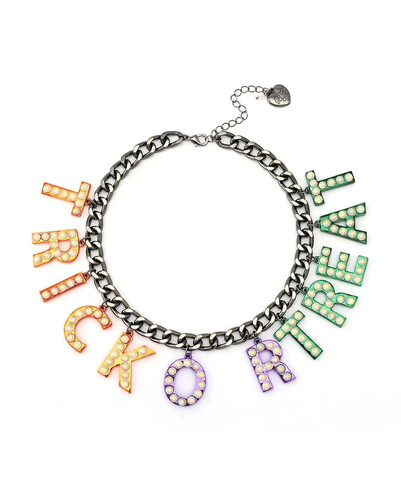 Betsey Johnson Faux Stone Halloween Trick or Treat Statement Necklace