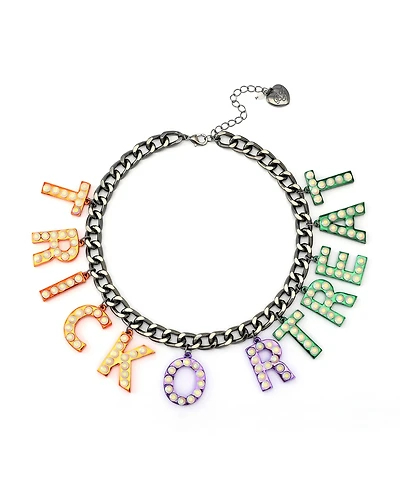 Betsey Johnson Faux Stone Halloween Trick or Treat Statement Necklace