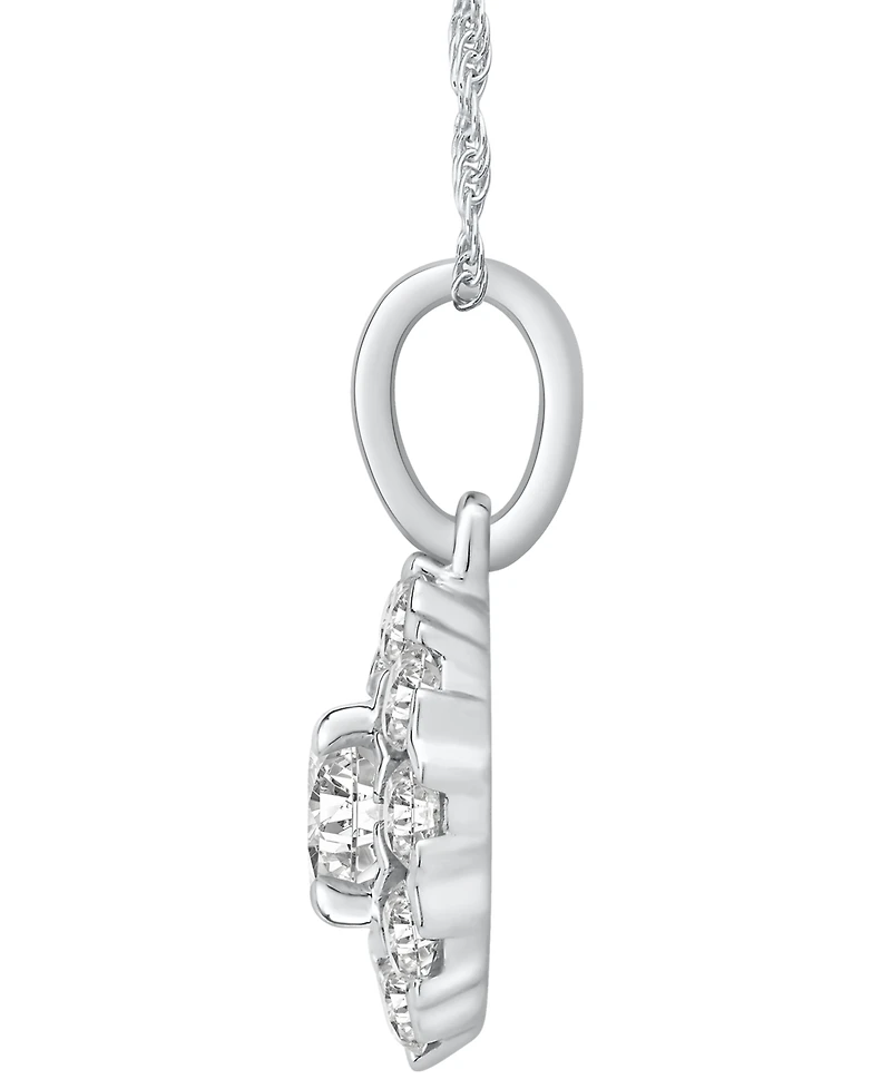 Macy's Diamond Halo Adjustable 18" Pendant Necklace (1 ct. t.w.) in 14k White Gold