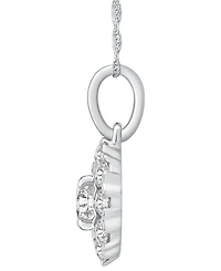 Macy's Diamond Halo Adjustable 18" Pendant Necklace (1 ct. t.w.) in 14k White Gold