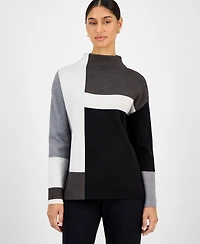 T Tahari Women's Colorblocked Funnel-Neck Sweater