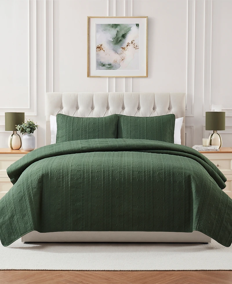 Seventh Studio Cable-Knit Pinsonic Microfiber -Pc. Quilt Set