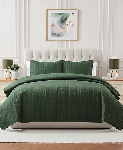 Seventh Studio Cable-Knit Pinsonic Microfiber -Pc. Quilt Set