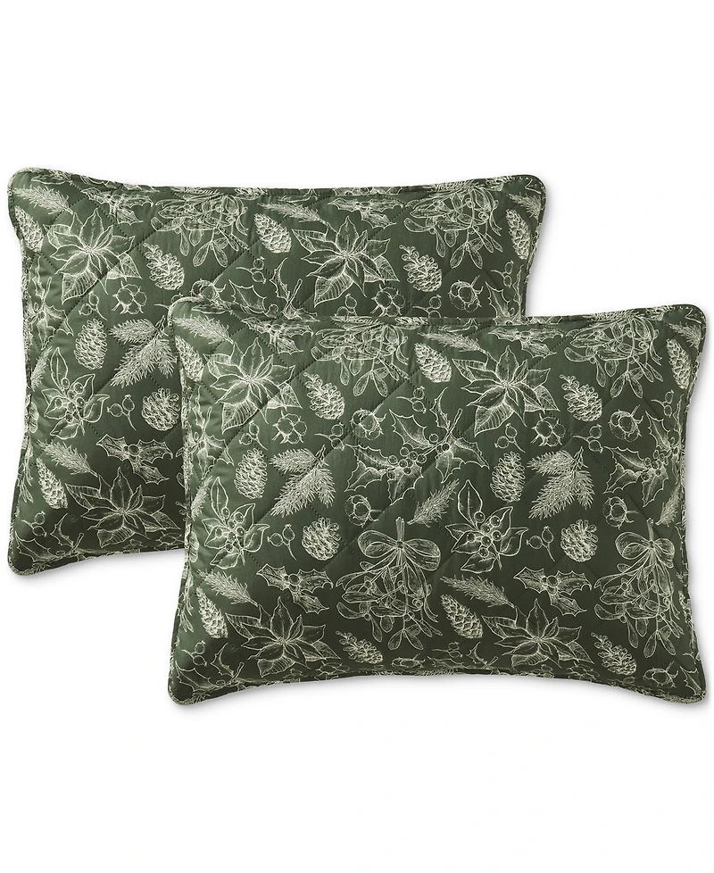 Seventh Studio Merry Botanical-Print Pinsonic Microfiber -Pc. Quilt Set
