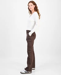 Madden Girl Juniors' High-Rise Twill Bootcut Cargo Pants