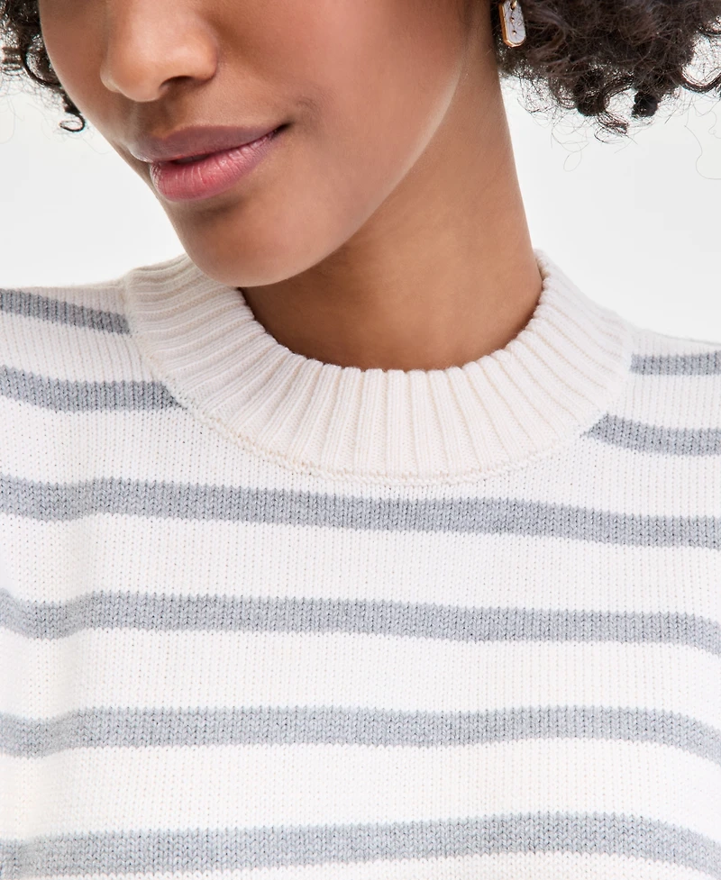 On 34th Women's Striped High-Neck Sweater, Macy's Exclusive