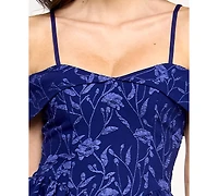 Violet Weekend Women's Juniors' Jacquard Drop-Waist Fit & Flare Dress