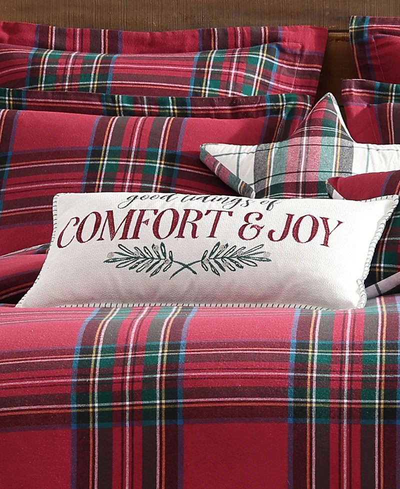 Levtex Spencer Plaid Comfort Embroidered Decorative Pillow, 12" x 24"