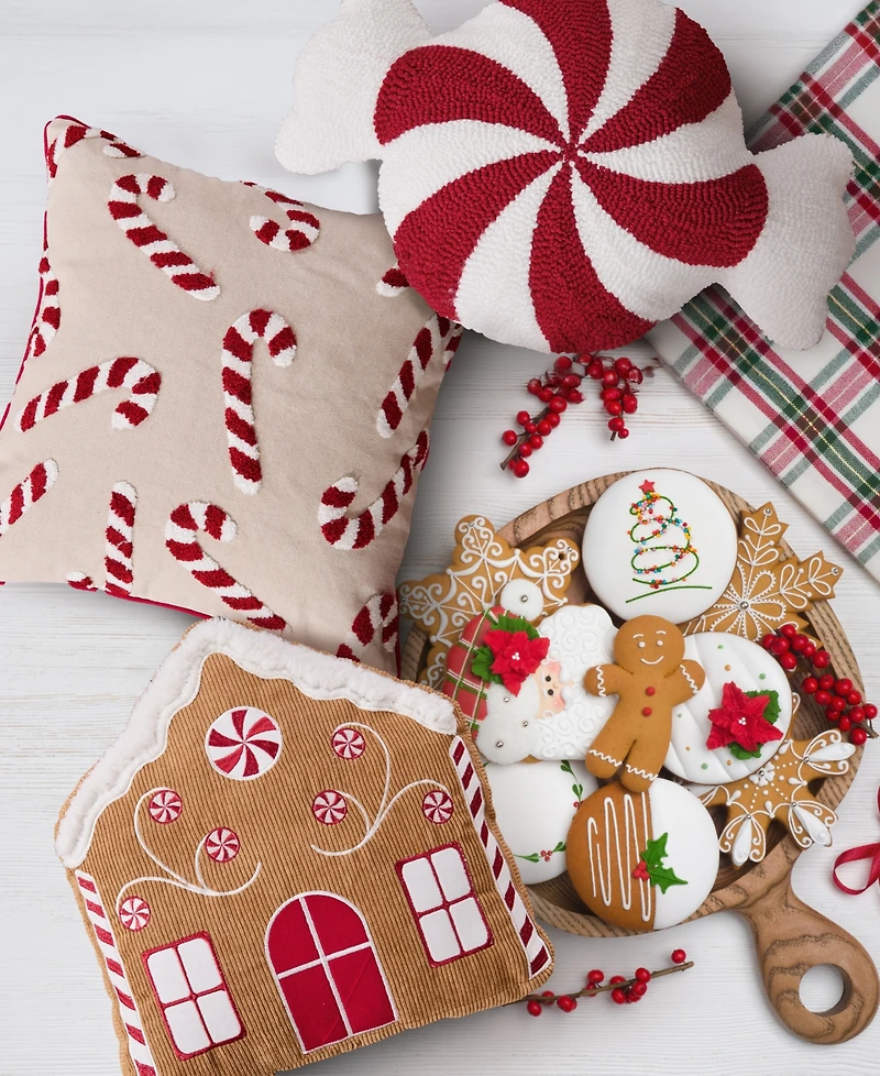 Levtex Gingerbread Village Embroidered Decorative Pillow, 14" x 15"