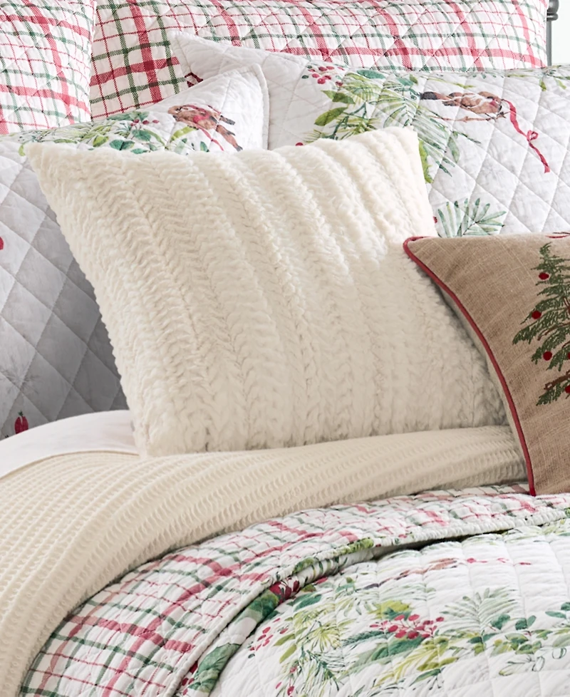 Levtex Tinsel Tidings Textured Decorative Pillow, 18" x 18"