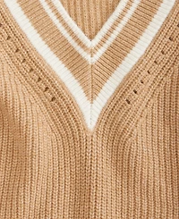 On 34th Women's Varsity Tipped V-Neck Sweater, Macy's Exclusive