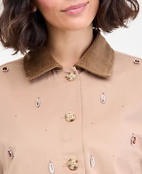 On 34th Women's Embellished Corduroy Collar Cropped Jacket, Macy's Exclusive