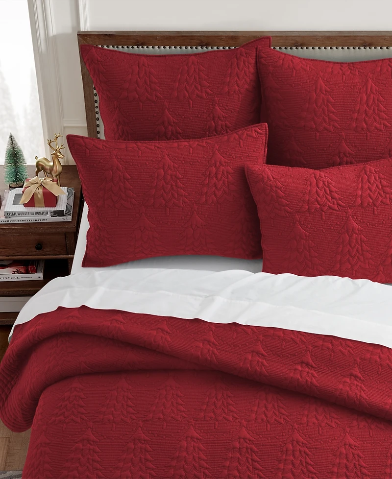 Levtex O Christmas Tree Stitching 2-Pc. Sham Set, European