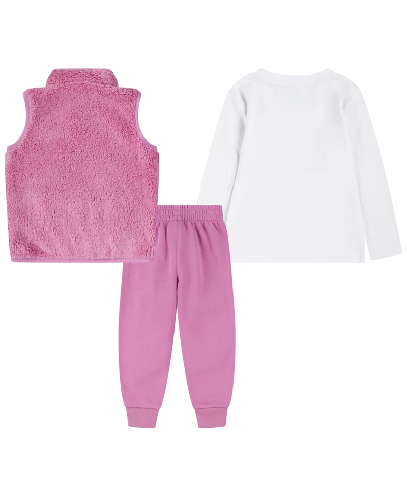 Nike Toddler Girls 3-Piece Magic Flamingo Vest, Long Sleeve T-Shirt and Pull On Pant Set