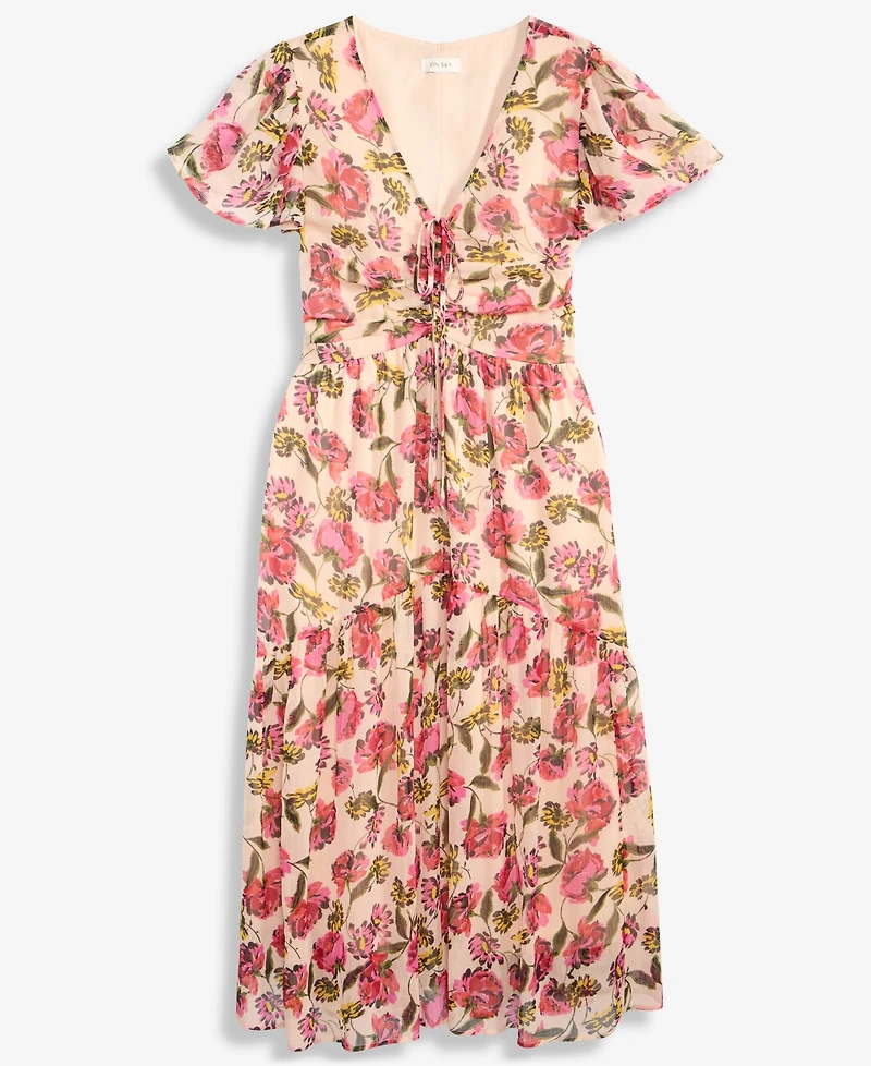 On 34th Women's Floral-Print Flutter-Sleeve Midi Dress, Macy's Exclusive
