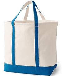Lands' End Large Natural 5 Pocket Open Top Canvas Tote Bag