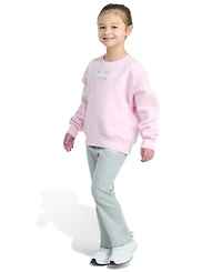 adidas Toddler and Little Girls 2-Piece Crewneck Fleece Pull-On Sweatshirt Ribbed Flare Pant Set
