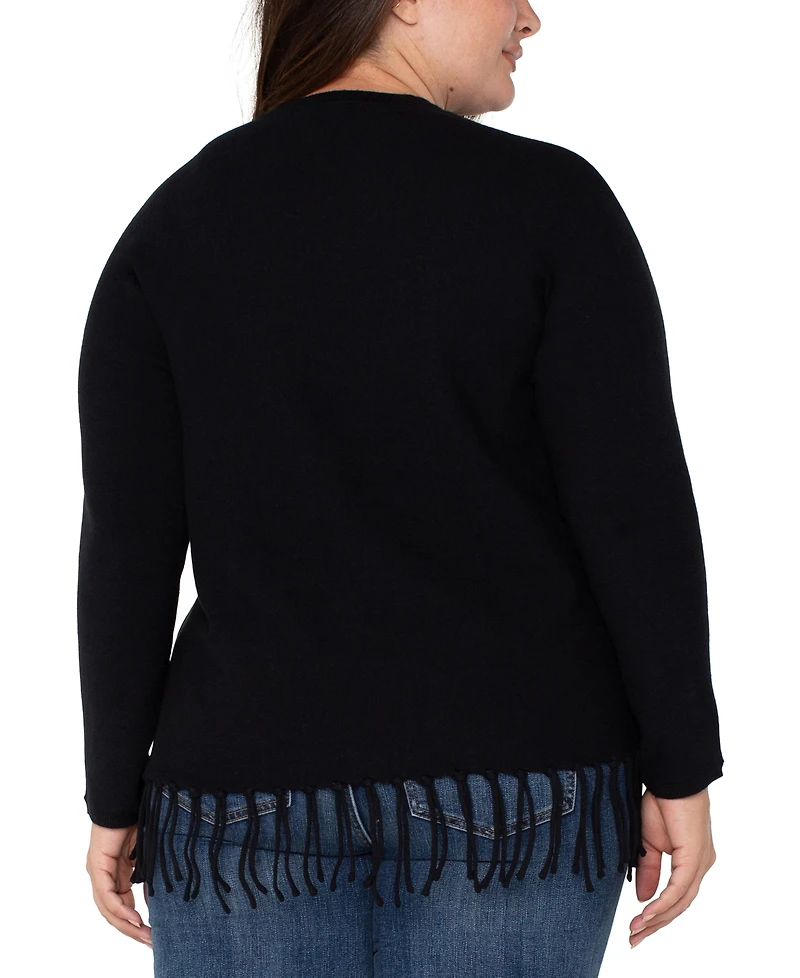 Liverpool Los Angeles Plus Fringe Dolman Long Sleeve Sweater