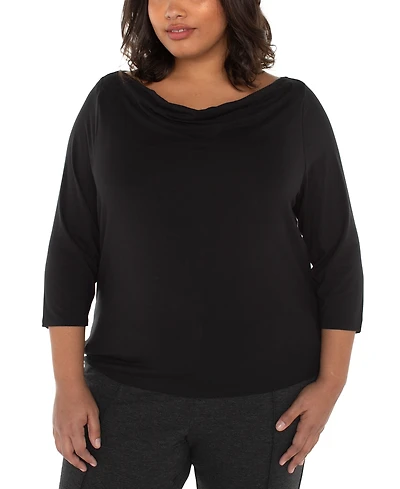 Liverpool Los Angeles Plus 3/4-Sleeve Draped Knit Top