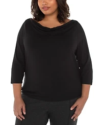 Liverpool Los Angeles Plus 3/4-Sleeve Draped Knit Top