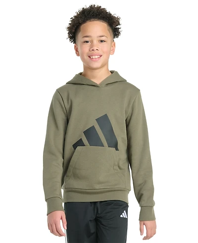 adidas Big Boys Long-Sleeve Essential Logo Fleece Pullover Hoodie