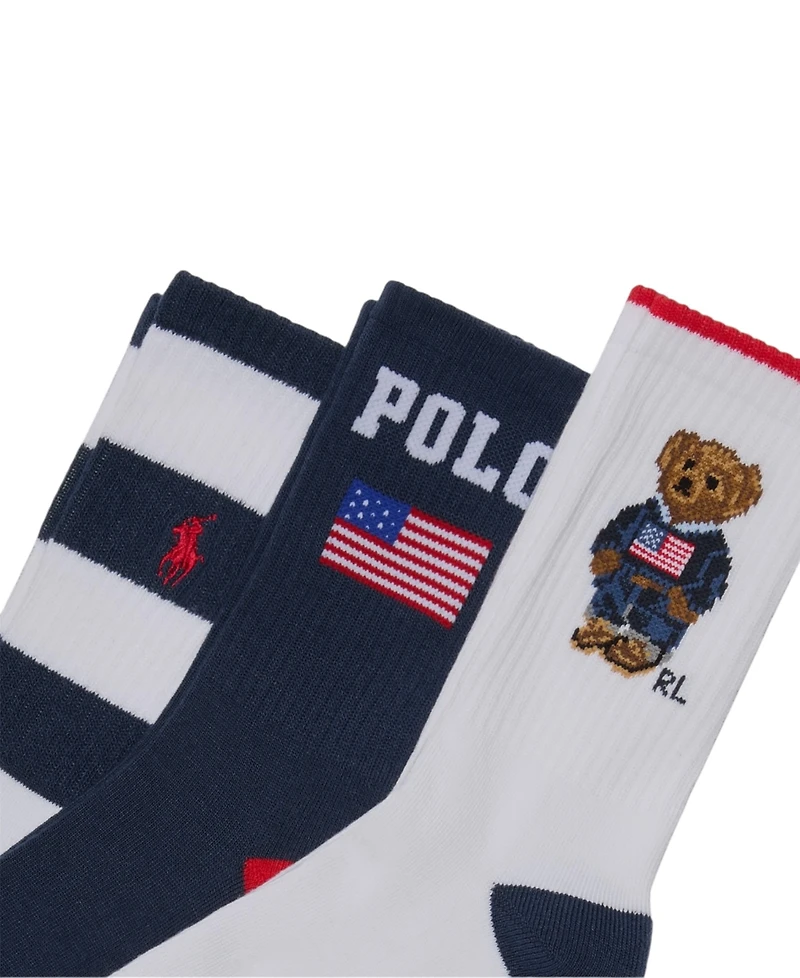 Polo Ralph Lauren Little Boys 3-Pack Americana Bear Socks