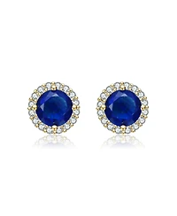 Elegant Round Stud Earrings with Colored Cubic Zirconia