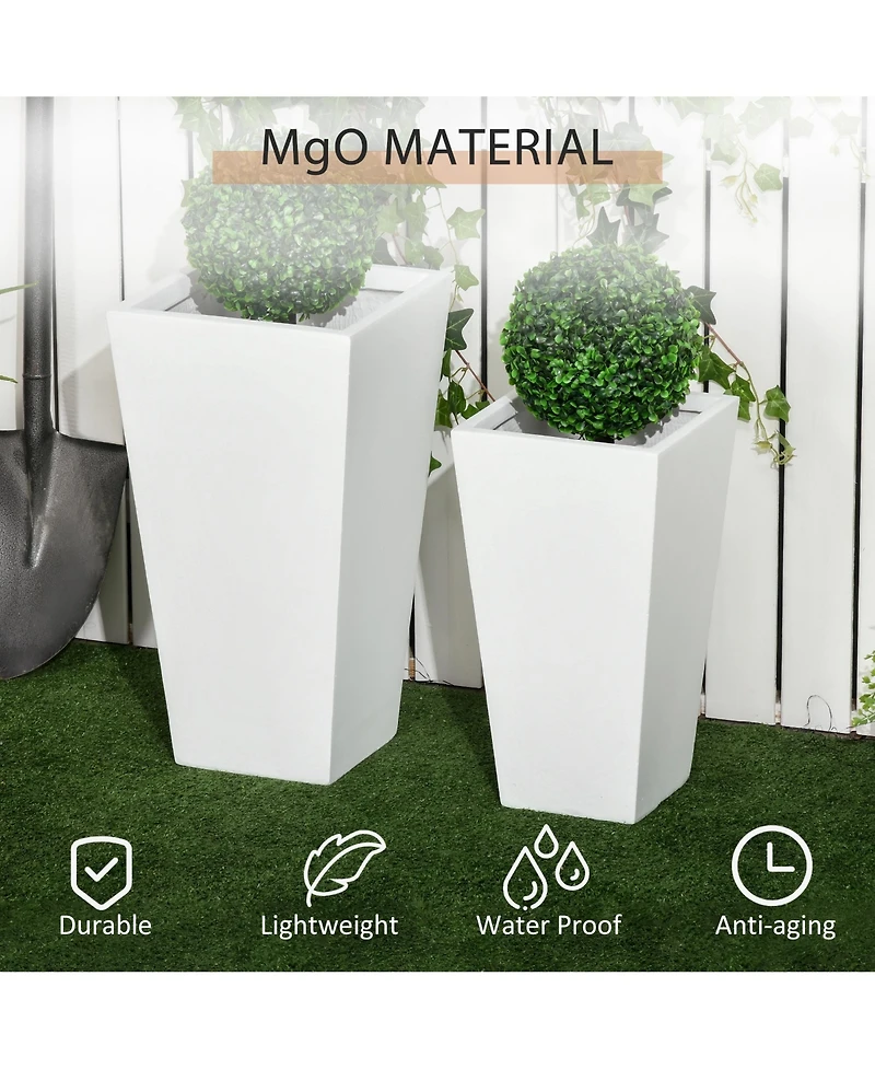 Outsunny 2-Pack MgO Flower Pots with Drainage Hole